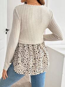 SHEIN Maternity Floral Patchwork Nursing Top Fall - Apricot - View 3