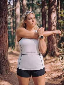 In My Nature Women's Plus Size Colorblock Letter Print Casual Daily Outdoor Sports T-Shirt - White - View 8