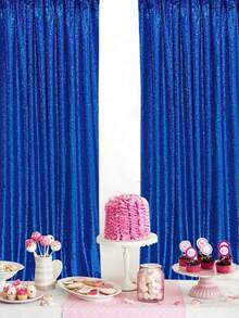 1/2 Pieces Sapphire Blue Sequin Party Background Curtain, Birthday Party Decoration, Birthday Banner, Birthday Background Curtain, Birth Party Supplies, Reusable For Home Decoration, Weddings, Baby Showers - Royal Blue - View 4