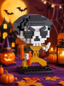 MINKOJA Halloween Cute Building Blocks Kit, Mini Q Version Skeleton Pumpkin Ghost Figures, Easy Assembly Educational Toy, Desktop Ornament, Halloween Party Favors Gift - Multicolor - View 5