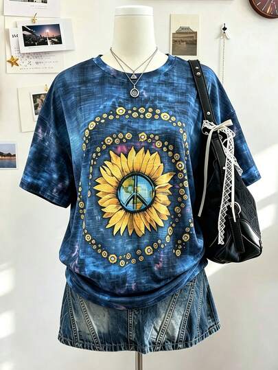 Lalippa Women's Letter Print Round Neck Short Sleeve Casual T-Shirt