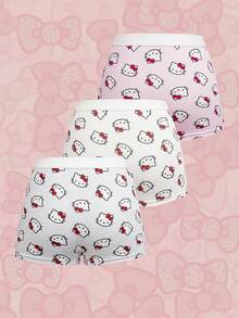 HELLO KITTY AND FRIENDS | SHEIN 女款卡通印花舒適四角內褲 - 粉色 - 查看 2