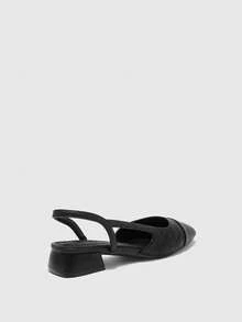 CUCCOO BIZCHIC Zapatos de tacón grueso con punta puntiaguda y bloques de color para mujer, primavera/verano - Tinta negra - Ver 3