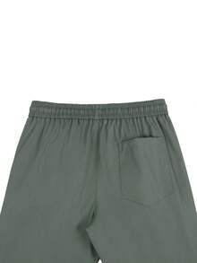 Manfinity Homme Men's Casual Drawstring Waist Solid Color Pants - Dark Green - View 8