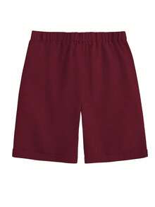Manfinity Homme Pantalones cortos casuales holgados de pierna recta de unicolor con bolsillos para hombres - Burdeos - Ver 2