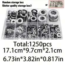 1250 Pieces Flat Washer Assortment Random Box, Sizes M2 M2.5 M3 M4 M5 M6 M8 M10 M12, Ideal For Home Decoration, Factory Repair, Kitchen, Shop & Outdoor Use - silver - View 7
