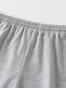 SHEIN 2pcs/Pack For Tween Girls, Wide Leg Sweatpants, Casual Basic Fashion, Suitable For All Seasons Autumn Winter - Grey - View 5