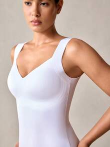 Top moldeador sin costuras para mujer, que da forma a la cintura y el abdomen. Camiseta minimalista que se puede usar como prenda exterior, para dar forma al Body - Blanco - Ver 6