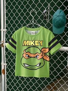 TEENAGE MUTANT NINJA TURTLES | SHEIN 小男孩圓領短袖休閒T恤 青少年 MUTANT TURTLES - 綠色 - 查看 3