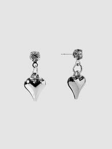 MortiRose 10pcs Simple Cross, Heart Shaped Earrings Set, Cross Stud Earrings, Mini Earrings, Fashion Earrings Accessories For Women, Suitable For Daily Wear - Silver - View 7