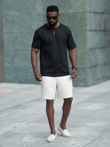thenoahjr thenoahjr 3pcs Pack Men's Solid Color Loose Fashion Casual Crew Neck Short Sleeve Simple Tee - Brown - View 9