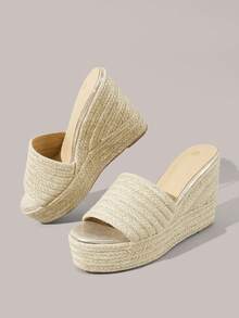 Styleloop Women's Wedge Heel Platform Sandals, Bohemian, Beach Vacation, Western Wind, Summer Wear, Travel Essentials - Apricot - View 4