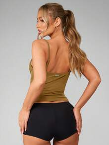 MISSGUIDED Olive Green Longline Corset Bustier Tank Top With Spaghetti Straps Fitted Bodycon Style For Summer Casual Outfits - Camel - View 2