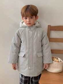 Dazy Kids Young Boy Raglan Long Sleeve Zip-Up Hooded Winter Jacket - Light Grey - View 7