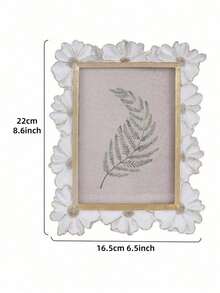 Madebyblanc 1PC Resin White Gold Trim 3D Daisy Flower Pattern Square Photo Frame Horizontal Vertical Dual Use Home Desktop Display Picture Frame Decorative Photography Accessories Holiday Gift Idea Room Decor Ornament - one-size - View 12