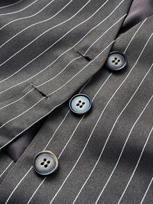 Maweii Plus Size Dark Green Striped Suit Vest Teachers' Day Office Formal Summer Business Casual Elegant - Dark Grey - View 7