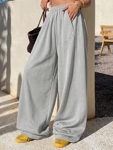 DAZY Women's Casual Wide Leg Sweatpants, American Style - Grey - View 7