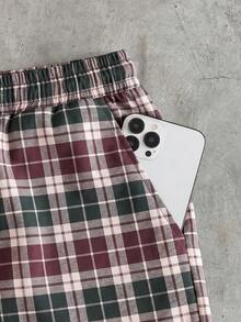 AXEPEAK Casual Bear Print T-Shirt And Plaid Shorts Men's Set - Multicolor - View 8