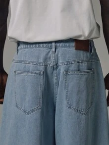 Musero Celana Jeans Denim dengan Detail Jahitan Kaki Model Barrel, Koleksi Musim Semi/Panas, Detail Perangkat Keras Perak - Biru - View 6
