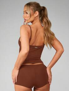 MISSGUIDED Longline Corset Tank Top With Bustier Detail Fitted Ribbed Bodycon Top - Coffee Brown - View 2