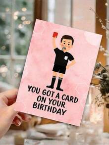 1PC Thick Paper Football Referee Red Card Novelty Humorous Birthday Greeting Card With Red Envelope Ample Writing Space Durable Sturdy For Sports Fans Family Friends Memorable Funny Celebration Gift Referee Whistle Design - multicolor - View 6