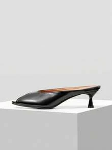 Mnmlis New French Open Toe Fashion Glossy Sexy High-Heeled Sandals In The Summer Of 2026 Kitten Heels - Black - View 2