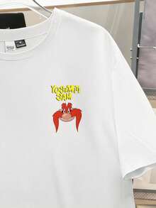 LOONEY TUNES X SHEIN Daypath Men's Cartoon Print Crew Neck Short Sleeve T-Shirt, Suitable For Daily Casual Wear, Friends Gathering, Thoughtful Gift For Boyfriend - White - View 4