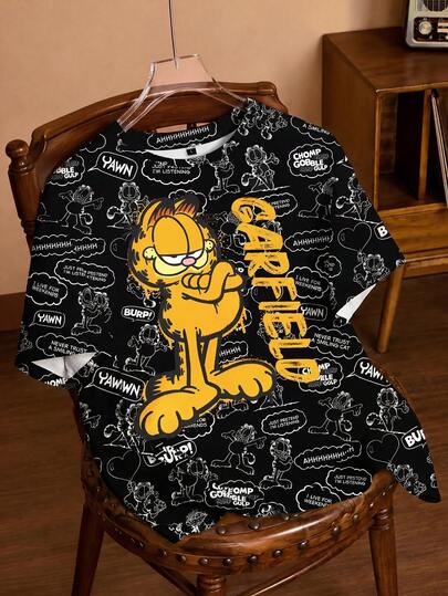 GARFIELD | SHEIN Damen Sommer Lässig Cartoon Muster T-Shirt