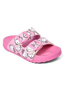 HELLO KITTY AND FRIENDS | SHEIN 卡通兒童拖鞋，夏季透氣快乾，輕量耐用 EVA 材質，適合女童室內外穿著 - 珊瑚粉 - 查看 6
