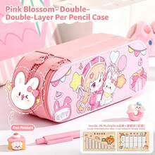 1PC PU Cartoon Double-Layer Pencil Bag,Stationery Pouch/Bag,Makeup Pouch,Pencil Organizer,Zipper Pencil Pouch3D Multifunctional Large Capacity Stationery Box For Teens, Back To School Gift - multicolor - View 9