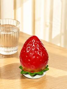Zazumi Creative Simulation Strawberry Toothpick Box - Home Use - Kitchen/Living Room Desktop High-Ambition Toothpick Holder Storage Canister - Cute Table Decoration Item - Gift For Moving Into A New Home - Soft and cute strawberry toothpick jar - View 5