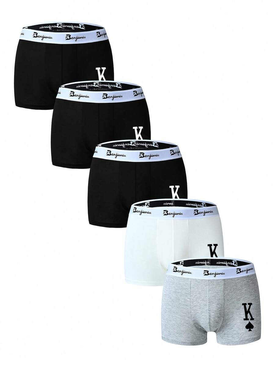 Snug Zone Men's Boxer Briefs Plus Size Men's Underwear Shorts All Season Underpants Men's Style (5-Pack) - Multicolor - View 1