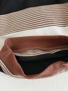 SHEIN 3件組嬰兒男童女童秋冬休閒基礎條紋圓領衛衣套裝 - 彩色 - 查看 5