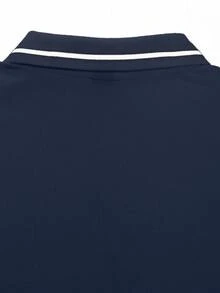 Calvornis 男士騎士印花休閒百搭日常穿著短袖 Polo 衫 - 藏蓝色 - 查看 5