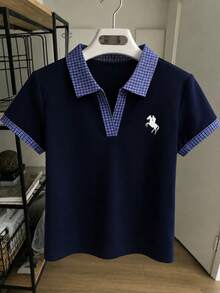青少年女孩休閒印花短袖上衣，夏季風格 - 彩色 - 查看 5