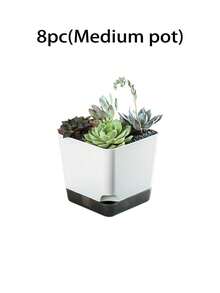 Haus Hana 8pcs Self-Watering Succulent Plant Pots, Minimalist Square Plastic Flower Planters, Small Desktop Plant Pots With Drainage For Cactus, Herbs, Home Office Windowsill Decor, Leak-Proof & Breathable Nursery Pots, Great For Housewarming, Birthday Gifts, Aesthetic Gardening Essentials For Everyday & Special Occasions - multicolor - View 12
