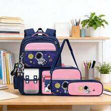 1SET 3PCS Astronaut Backpack Set - Large Capacity Multi Compartment Crossbody Bag With Matching Pencil Case Hanging Charm For School Travel - Sets - View 16