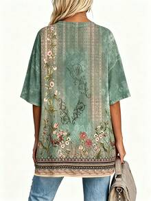 EMERY ROSE Retro Print Women's Loose T-Shirt, Casual Top - Multicolor - View 2