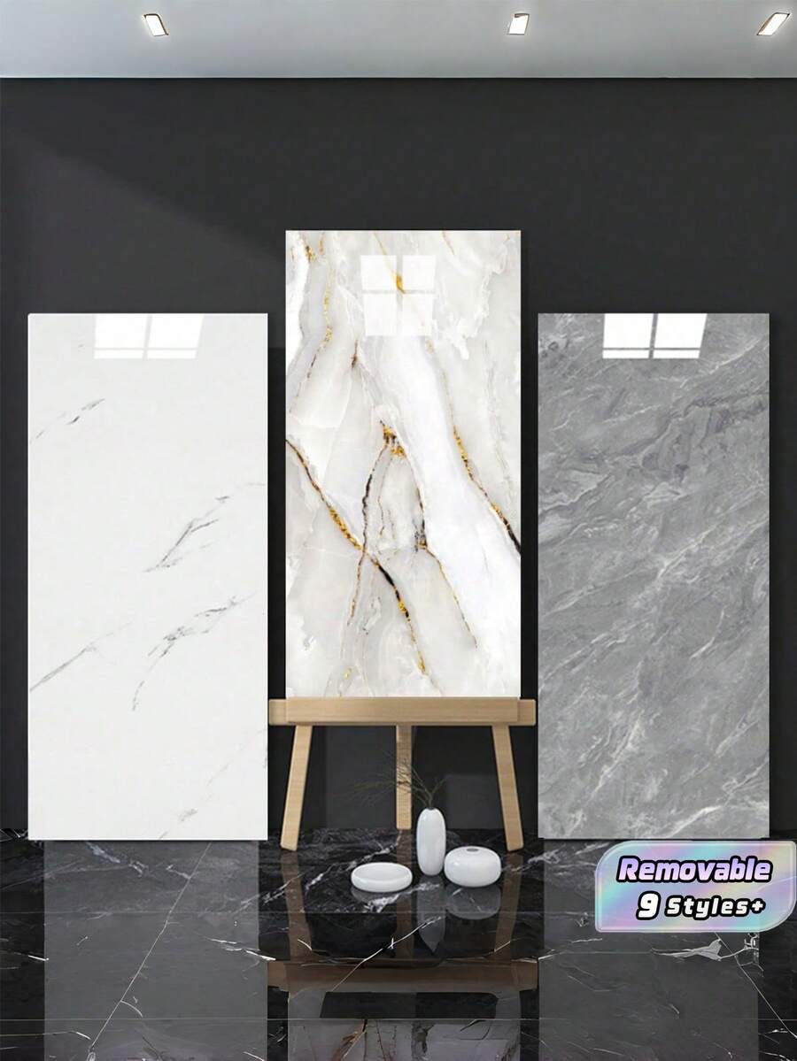 10/20/50 PCS Marble Pattern Self Adhesive Wall Stickers Faux Natural Stone PVC Foam Waterproof Moisture Proof Easy Clean Cuttable Peel Stick Wall Decals For Bathroom Living Room Kitchen Bedroom Home Renovation Decor - multicolor - View 1