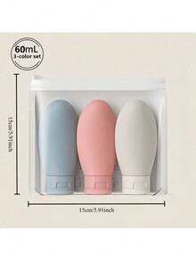 6pcs 60ml Refillable Portable Bottles Travel Set, Independent Bottle Containers For Toiletries, Soap Dispenser Set (With Label Stickers) - Random Color - View 3