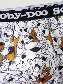 SCOOBY-DOO X SHEIN Men's Letter & Cartoon Print Swim Trunks, Suitable For Summer Vacation & Beach - Black and White - View 3