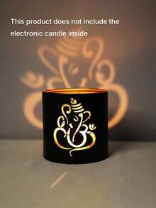 1/3 Stücke Diwali Metall Teelicht Kerzenhalter, Elefantenform Kerzenständer, Festival Schatten Projektion Dekoration für Party, Tisch & Zuhause Pooja Ornamente - rund - Übersicht 15