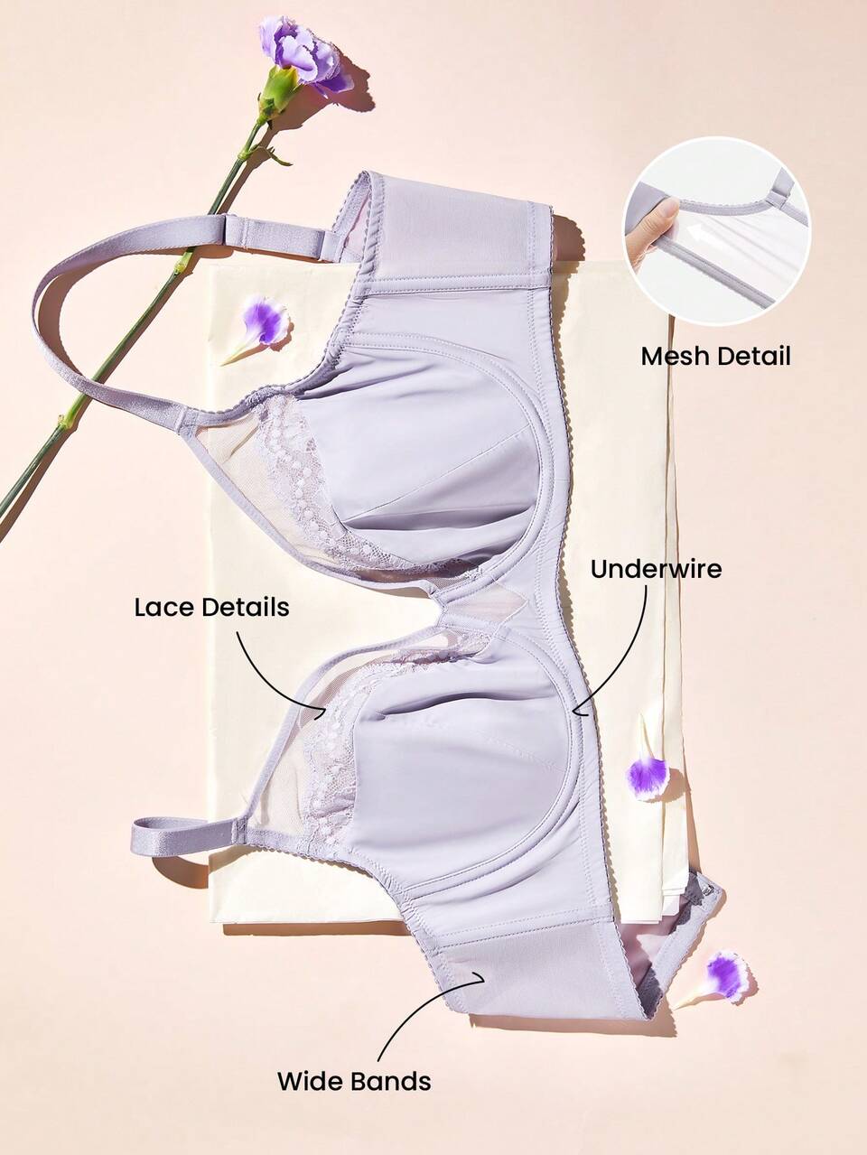 Full Coverage Unlined Lace Minimizer Bra