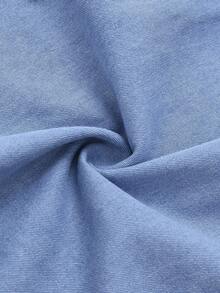 GlowEve Plus Size Denim Square Neck Lantern Sleeve Short Sleeve Top Dates Vacation Light Blue Summer Kawaii Fairy Beach Going Out Casual Sexy - Blue - View 7