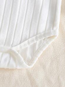 SHEIN Vintaside Kids 3件組乳白色嬰兒高領連身衣，四季爬行衣，新生兒長袖修身親膚柔軟 - 白色 - 查看 8