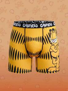 GARFIELD | SHEIN 男士卡通印花内裤，趣味平角内裤 - 黑色 - 查看 1