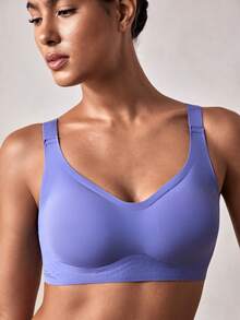 Veilyse Women's Solid Color Soft & Comfortable Daily Underwear - Padded, Adjustable Strap Fashion Bra Suitable For Daily Wear, Gatherings, Travel And Dates - Blue - View 5