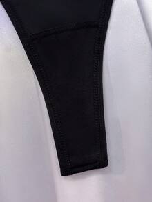 SHEIN 女款低腰丁字褲套裝 3件組 附亮面腰帶 - 黑色 - 查看 5