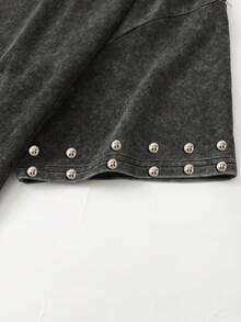 Manfinity EMRG Kaos Pria Kasual Sehari-hari Gaya INS Remaja Street Vintage Distressed Washed - Hitam - View 4
