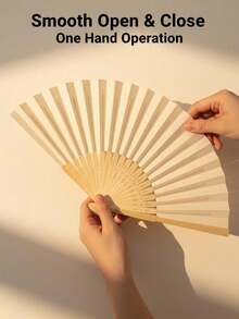 Portable Foldable Bamboo Hand Fan, Decorative Fan For Summer Outdoor Wedding Party Church Decor, Home Decor, Commute, Elegant Ladies Gift, Fashion Accessory, - Multicolor - View 9
